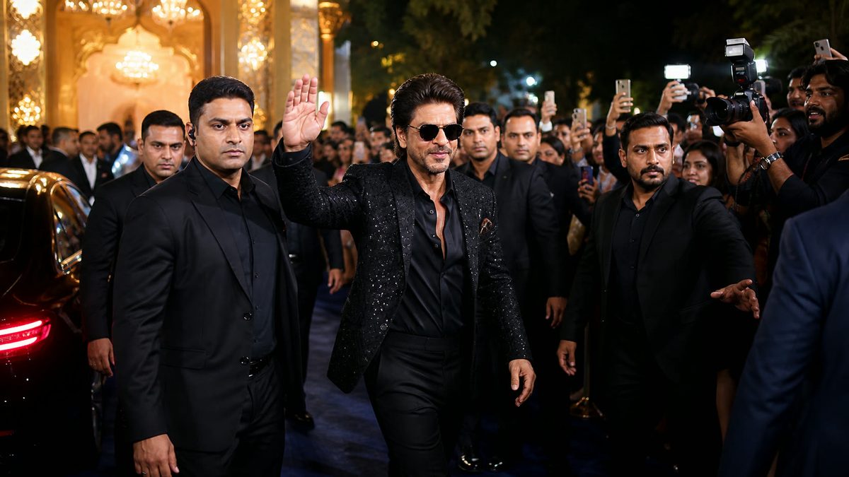 Celebrity arrival moment with crowd and media coverage at a premium event